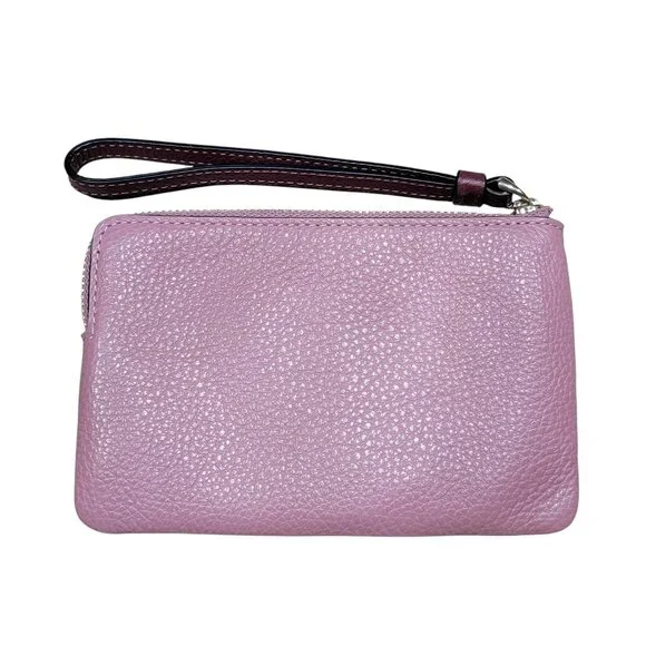Coach Meadow Rose Pebbled Leather Corner Zip Wristlet NEW with Tag - Picture 2 of 6
